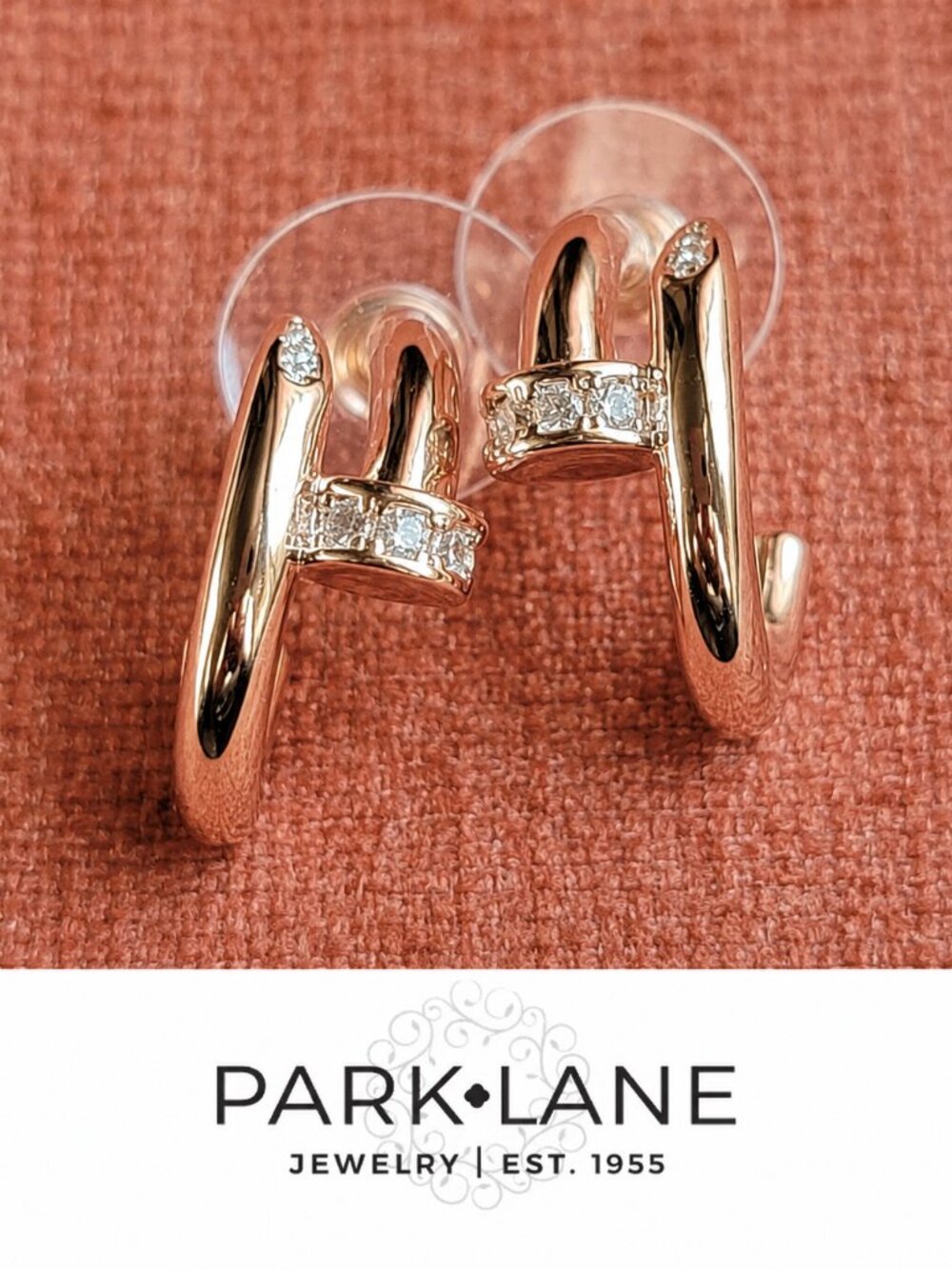 Park Lane Crest Rose Gold Crystal Hoop Earrings